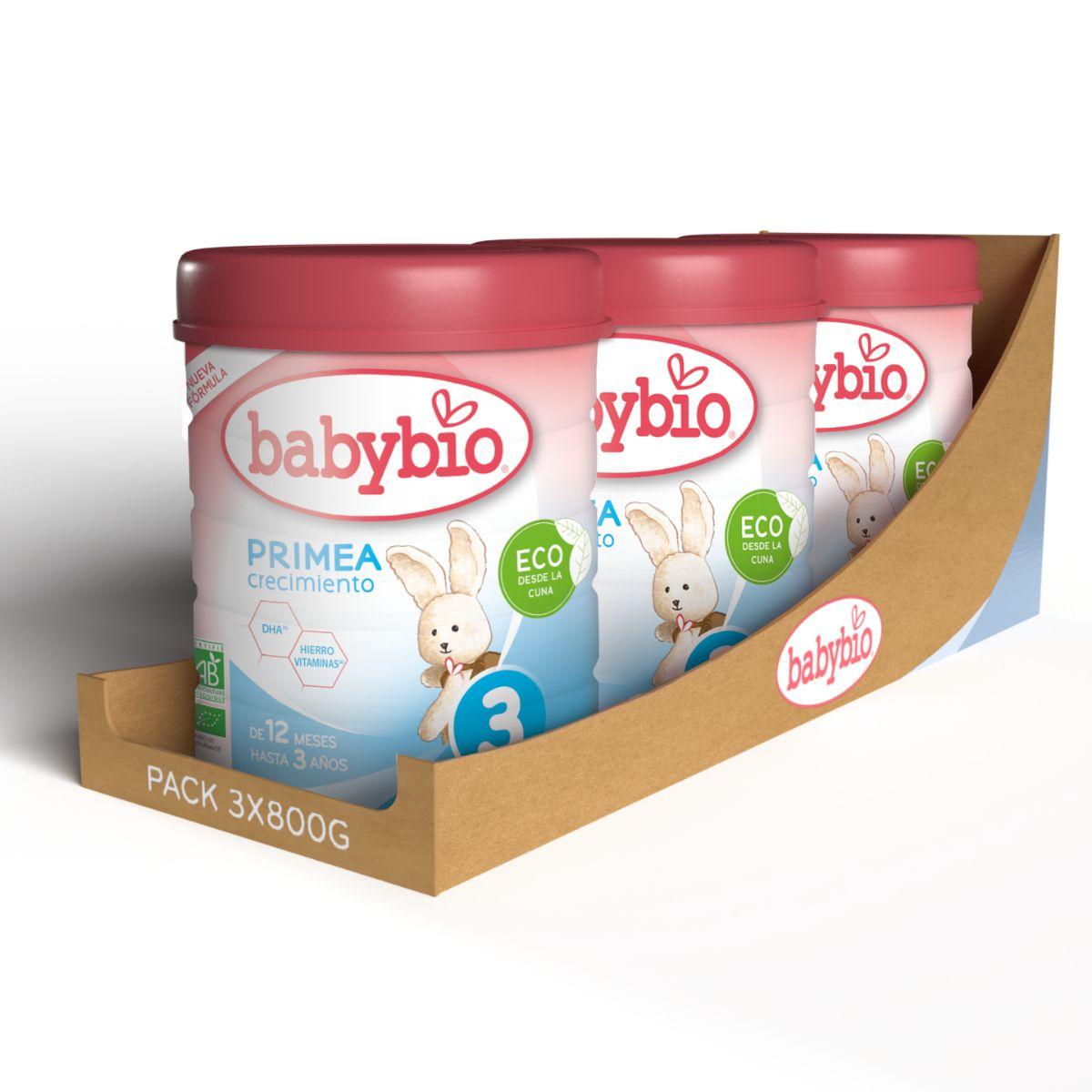 Pack of 3 Primea 3 Growth Milk (from 12 months to 3 years) Organic Babybio 800 g