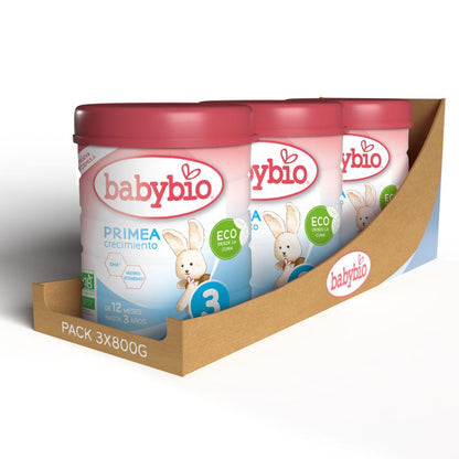 Pack of 3 Primea 3 Growth Milk (from 12 months to 3 years) Organic Babybio 800 g