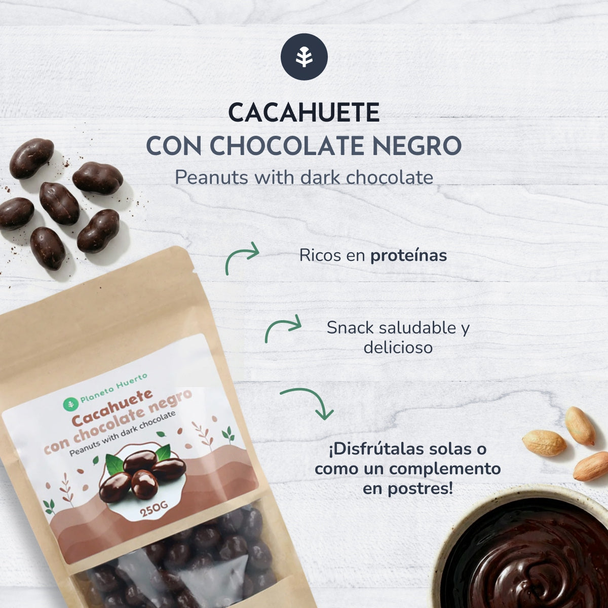 Cacahuètes au chocolat noir Planeta Huerto 250gr