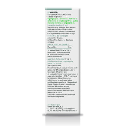 3-pack Ginkgo Biloba-extrakt Soria Natural, 50 ml