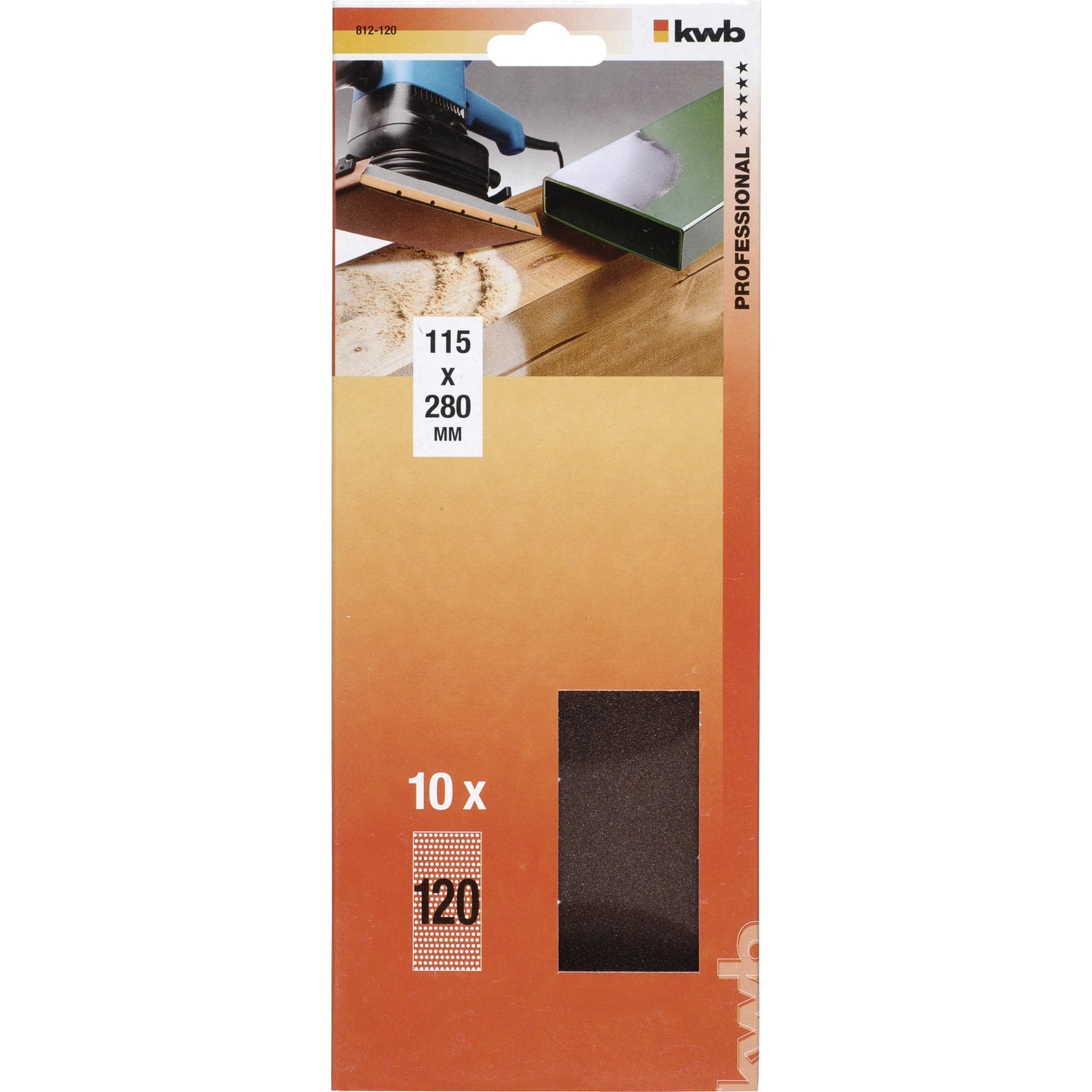 10 papierów ściernych do szlifierki oscylacyjnej 115 x 280 mm KWB GR 120