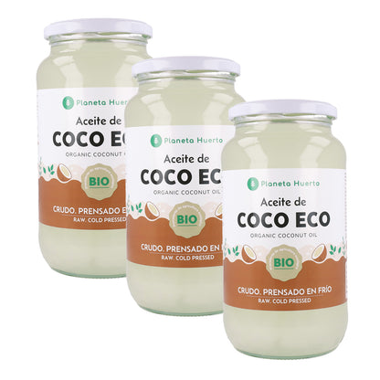 Pack 3x Virgin coconut oil ECO Planeta Huerto 1L