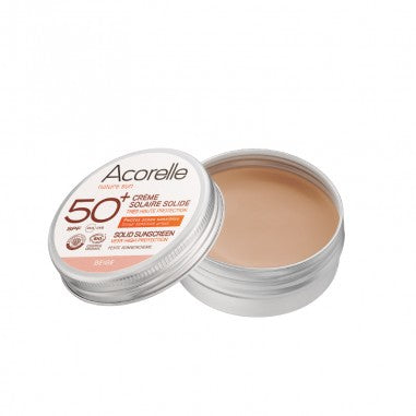 Krem przeciwsłoneczny w postaci stałej, kolor beżowy, SPF 50+ Acorelle 20 g