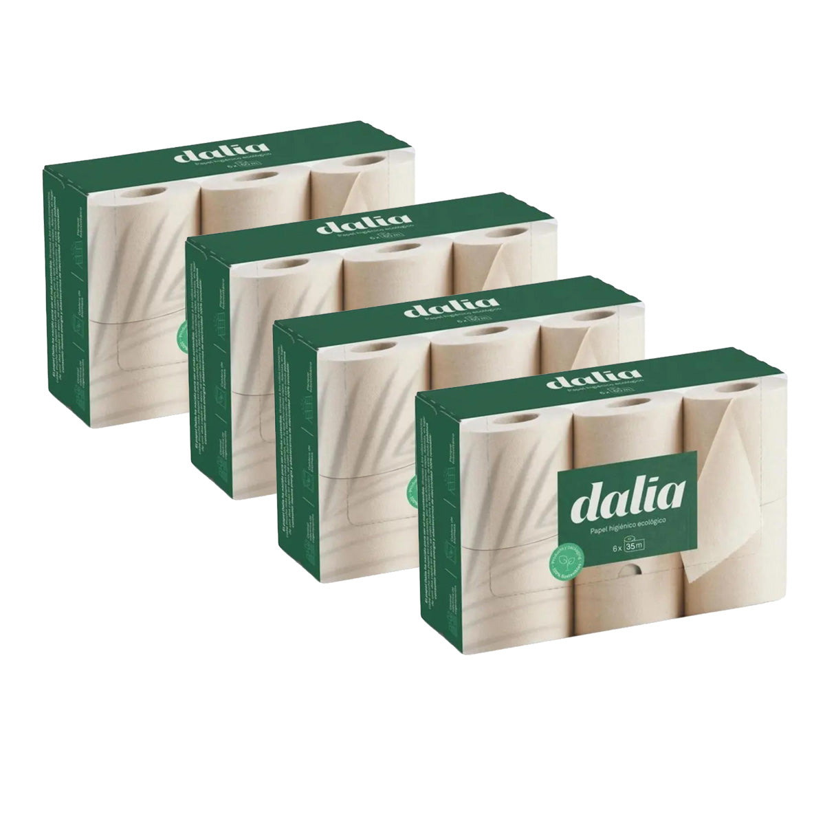 Zestaw 4x Niebielony papier toaletowy, Dalia 6 rolek 6x35 m