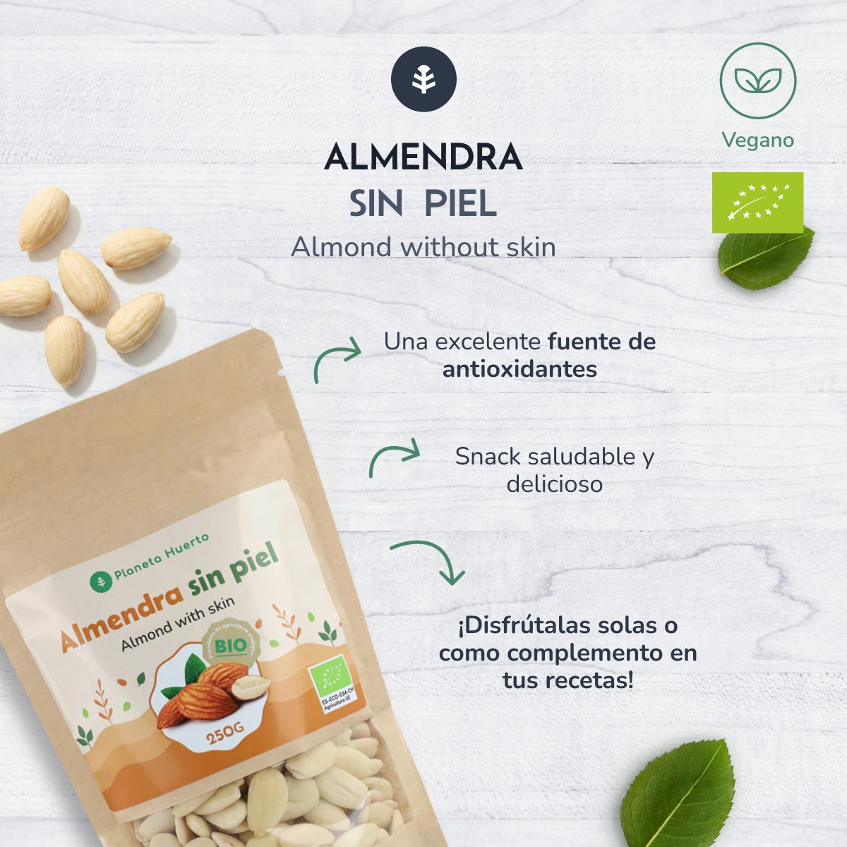 Migdały blanszowane ECO Planeta Huerto 250 g