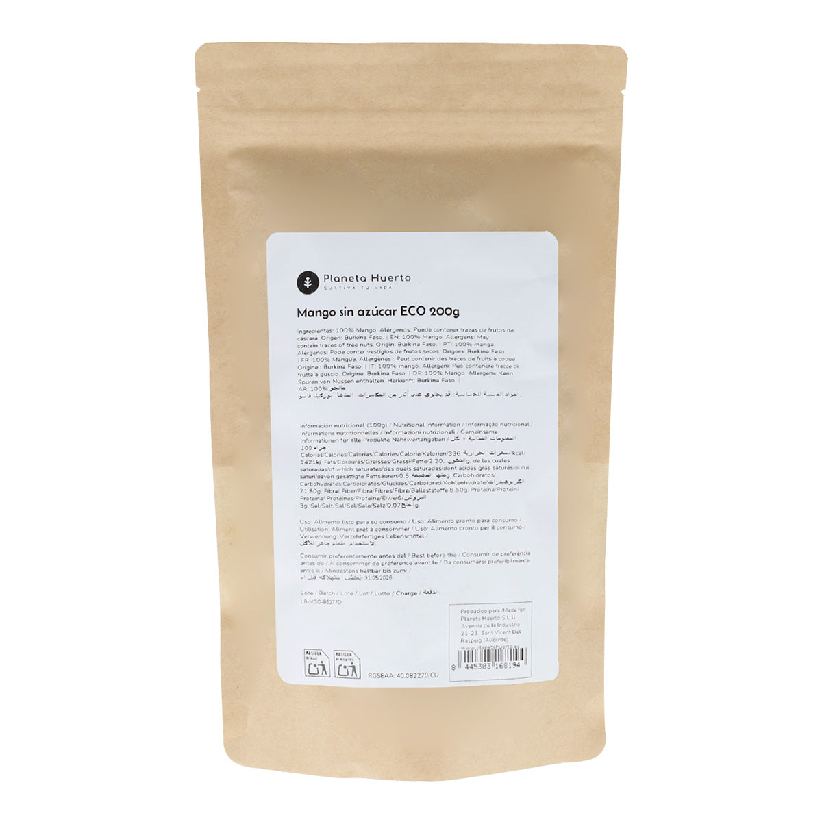 Ongezoete mangoreepjes ECO Planeta Huerto 200 g