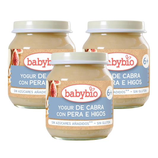Pack of 3 Babybio goat's milk yoghurts with pear and fig 130 g