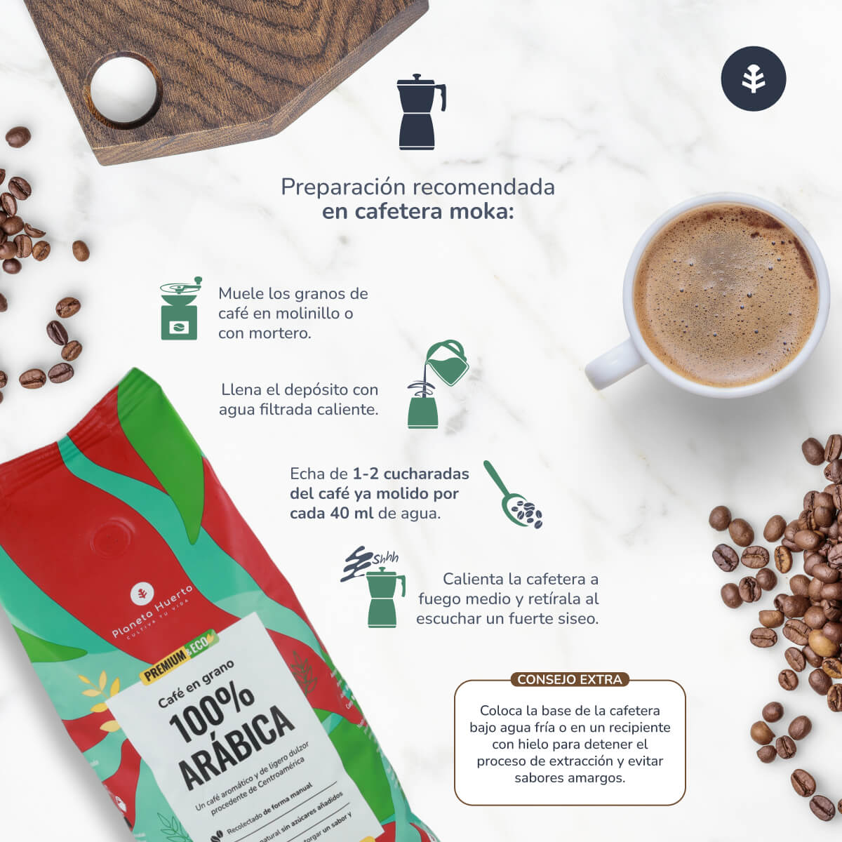 Pak 3x Eco 100% Arabica koffiebonen Planeta Huerto 1 kg