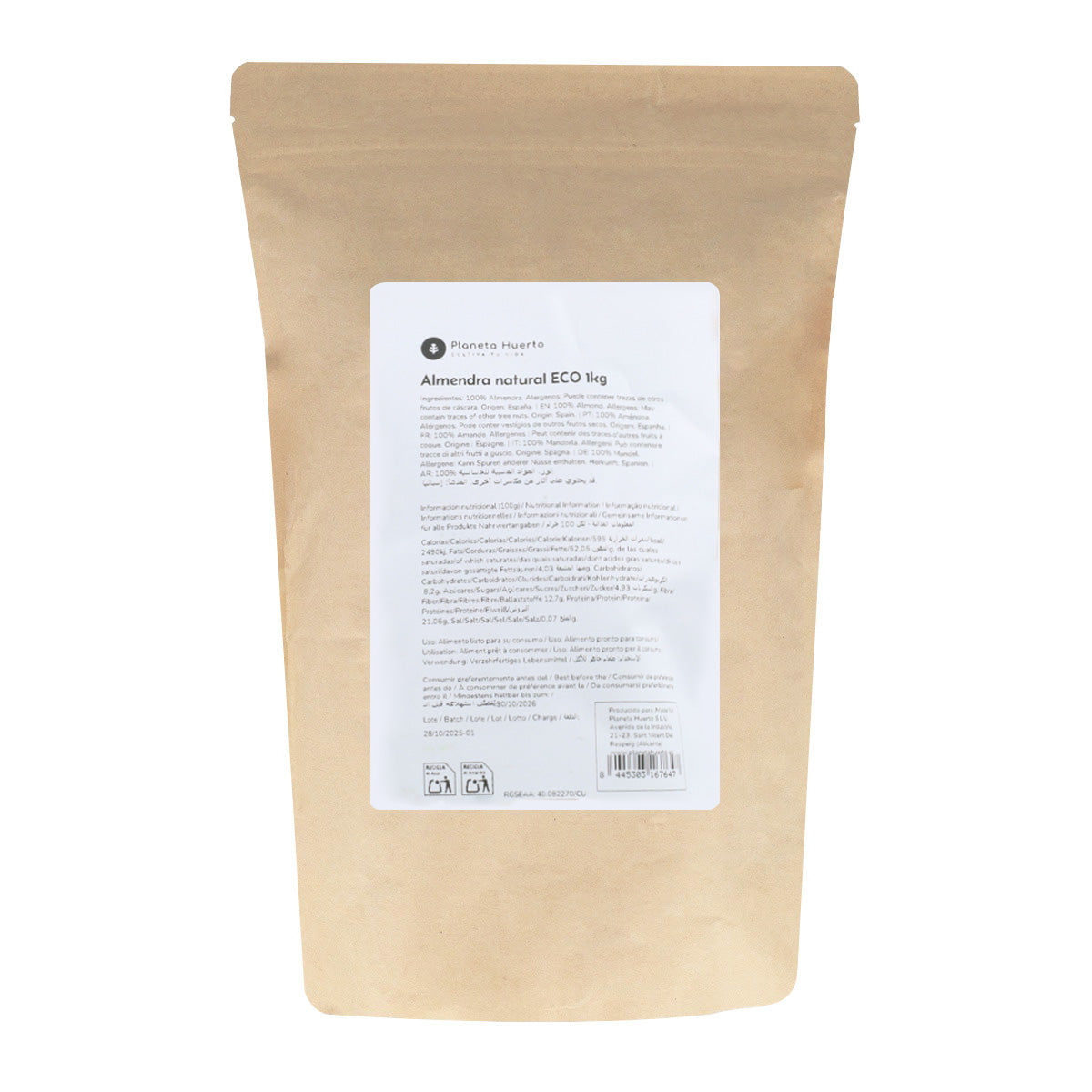 Naturalne migdały ze skórką ECO Planeta Huerto 1 kg