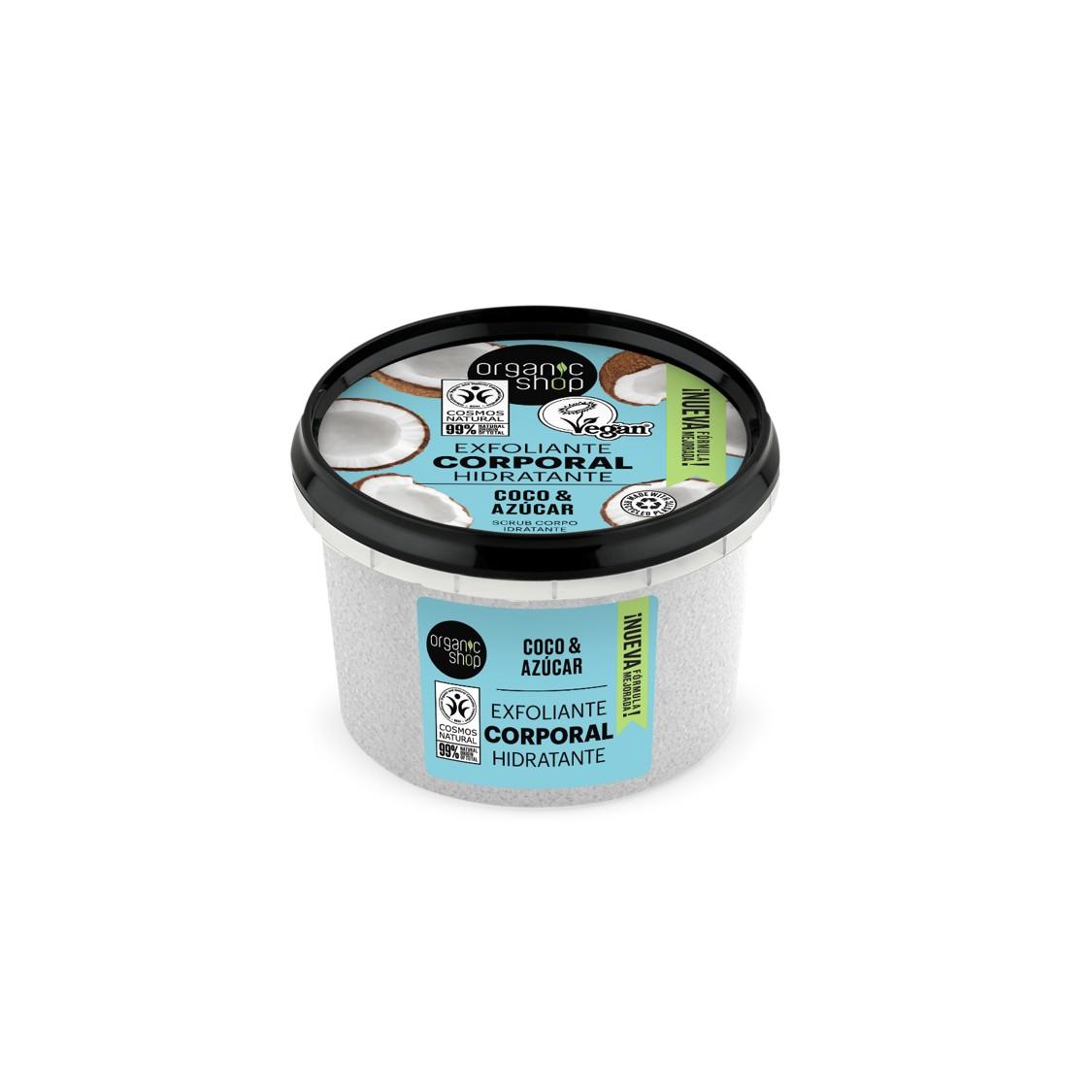 Fuktgivande kroppsskrubb med kokos och socker Organic Shop 250 ml