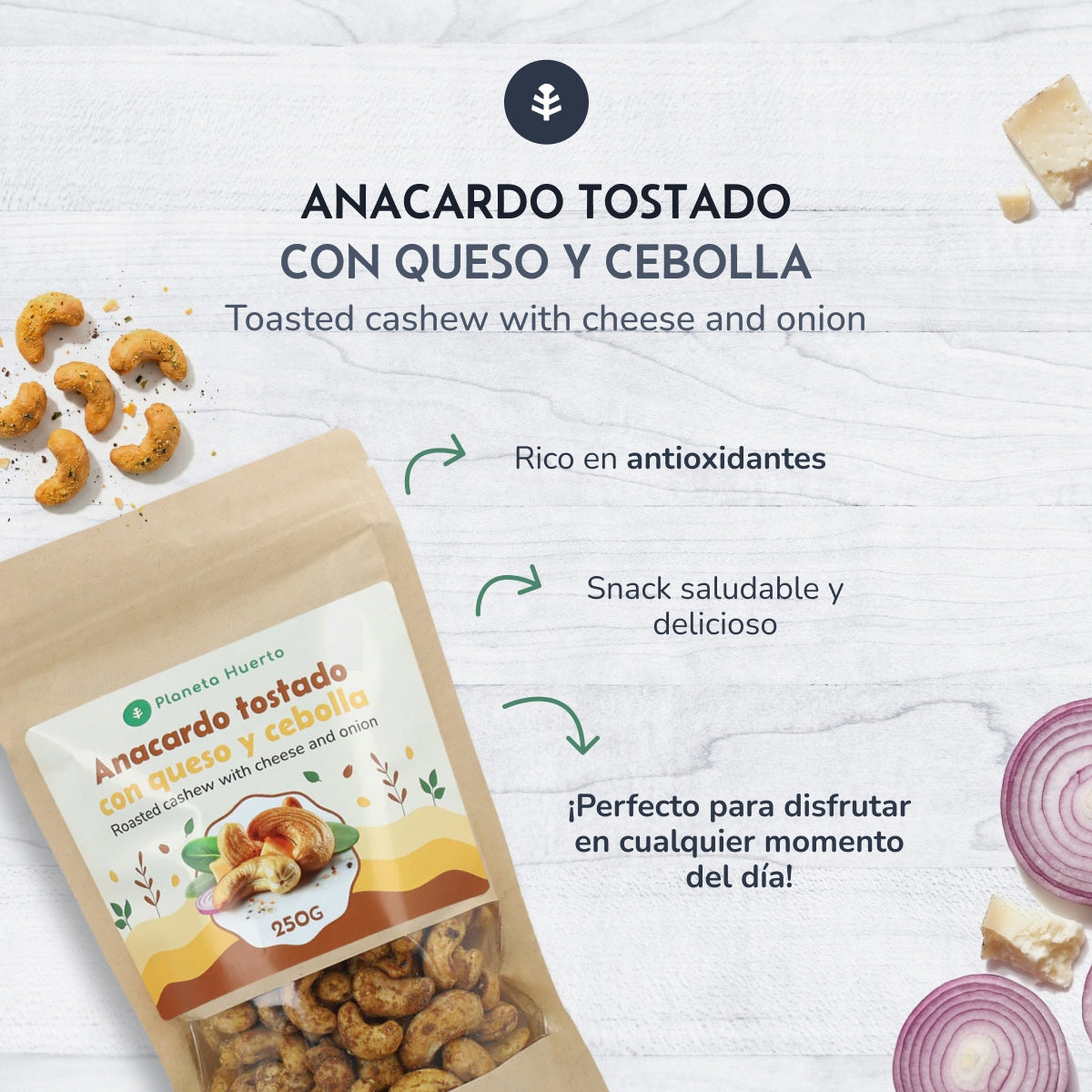 Anacardi tostati con formaggio e cipolla Planeta Huerto 250gr