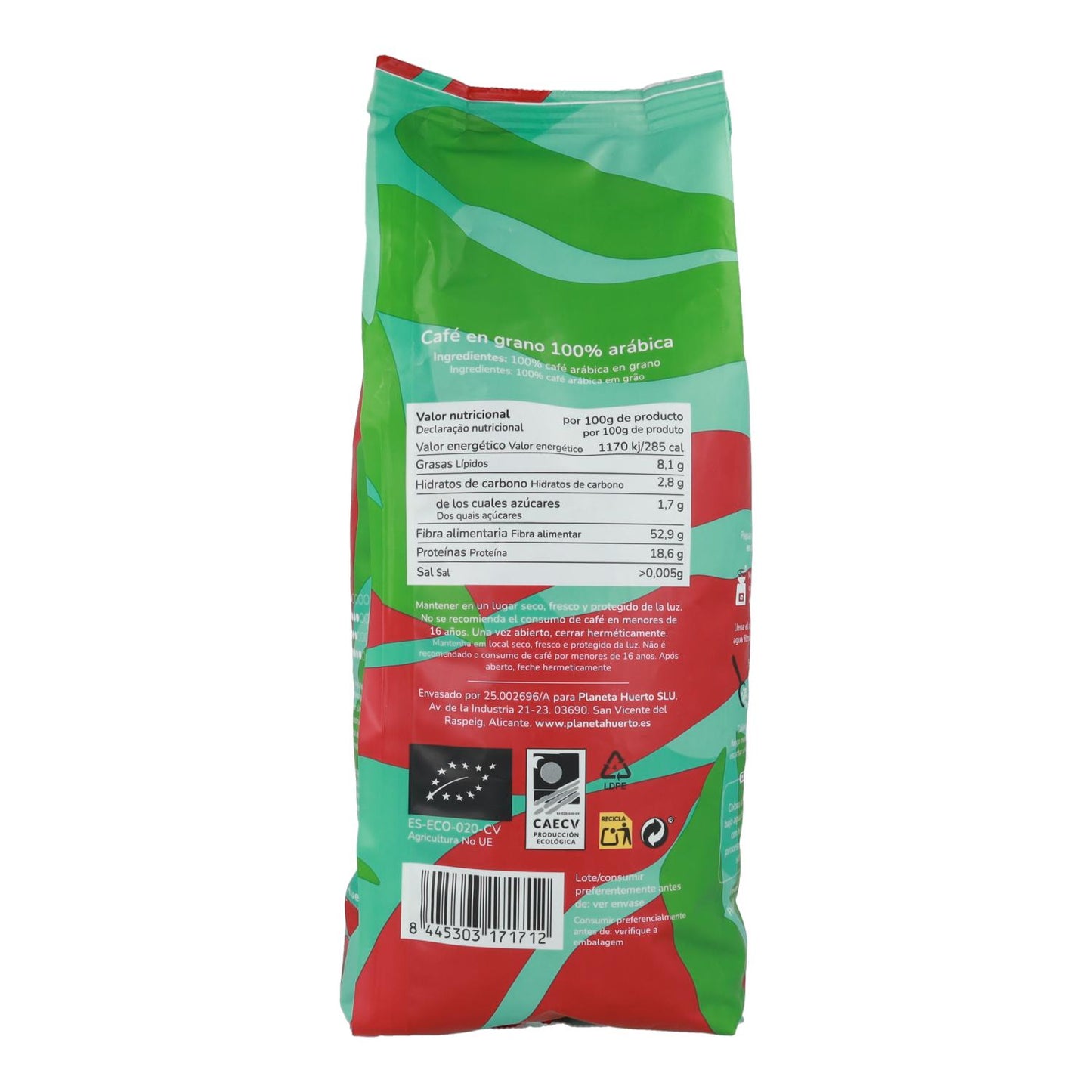 Pak 3x Eco 100% Arabica koffiebonen Planeta Huerto 1 kg
