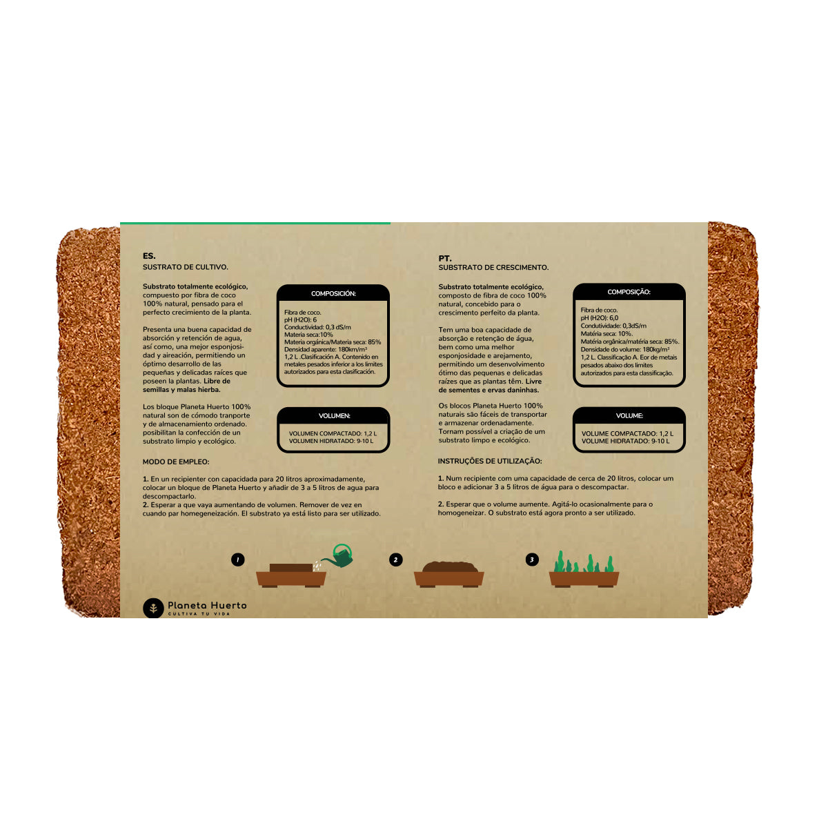 Substrat Coco Fibre Planeta Huerto 9 liter