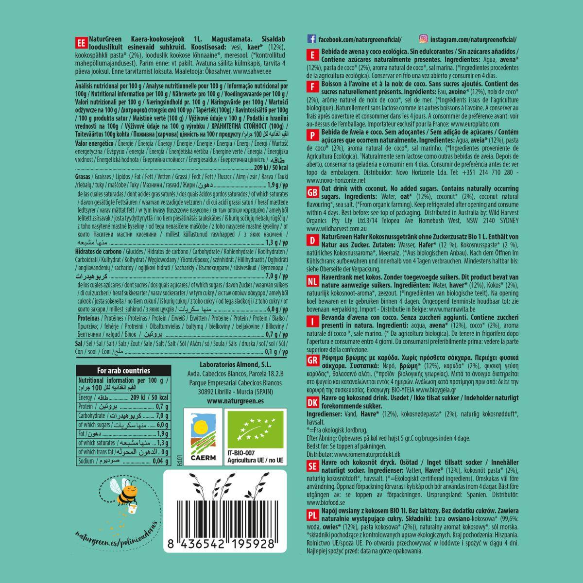 NaturGreen Hafer-Kokos-Getränk 1 l