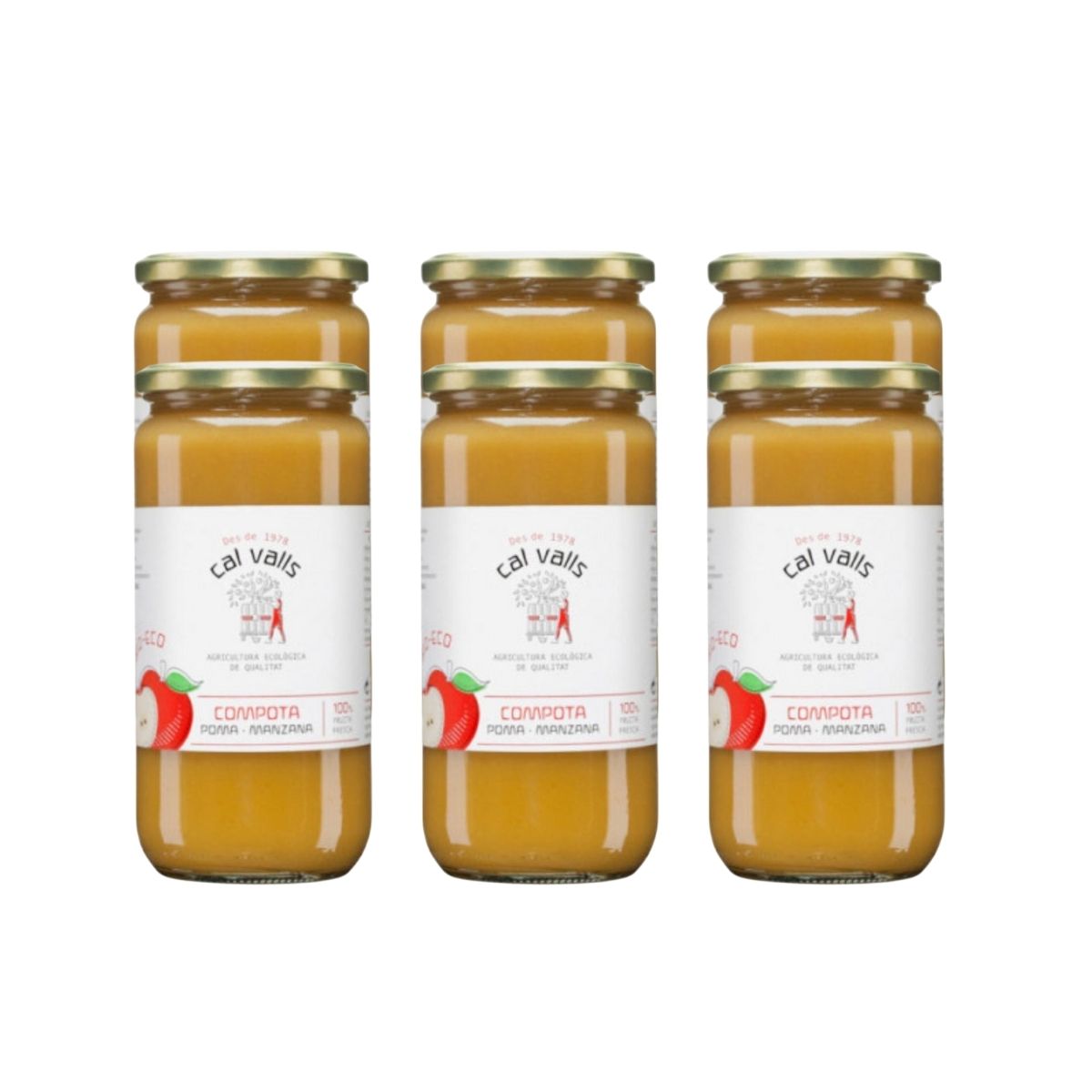 6er-Pack Bio-Apfelkompott Cal Valls 700 g