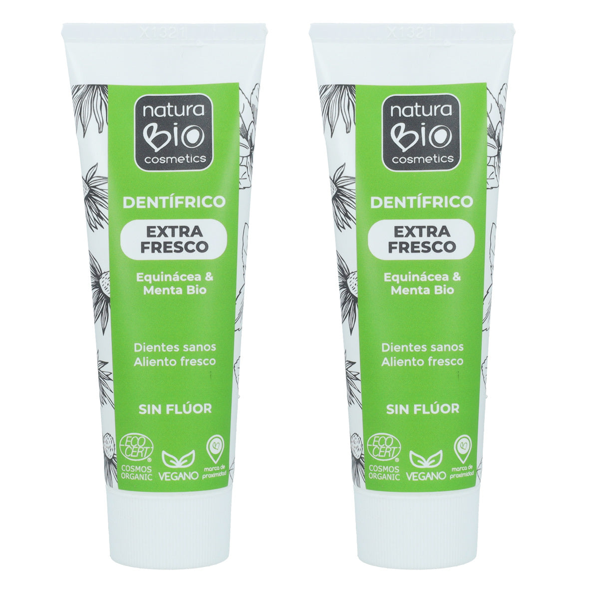 PROMO-Pack 2 Stück Zahnpasta Minze und Echinacea Bio ohne Fluorid NaturaBio 75 ml