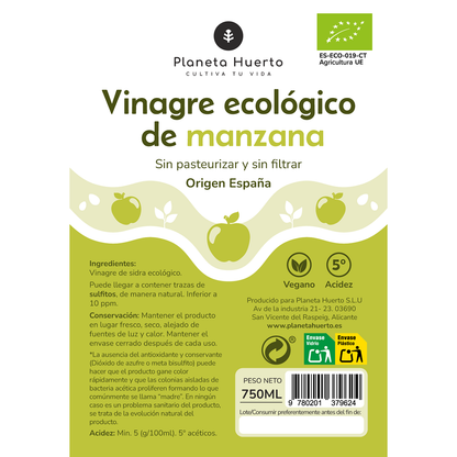 Unfiltered ECO apple cider vinegar Planeta Huerto 750 ml