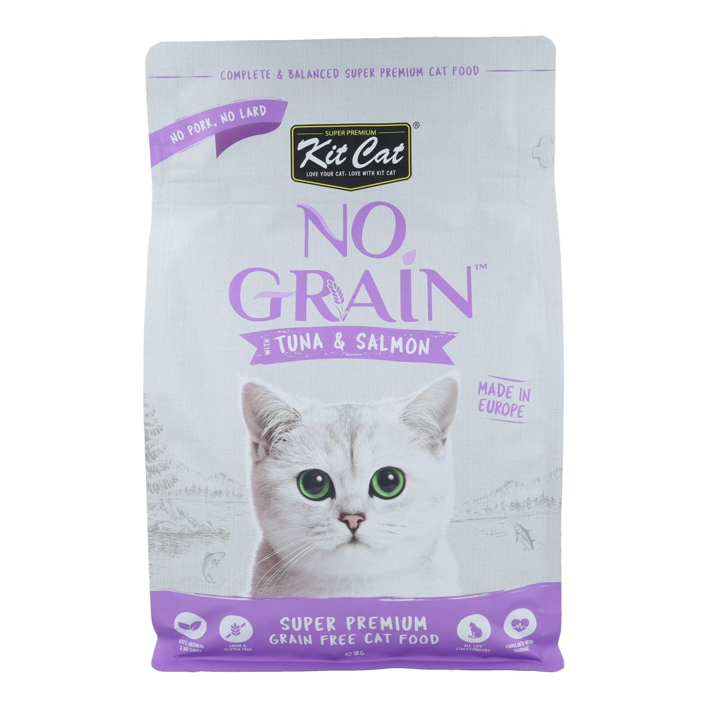 Kit Cat No Grain Cat Food – Thunfisch & Lachs 1 kg Natürliches Katzenfutter