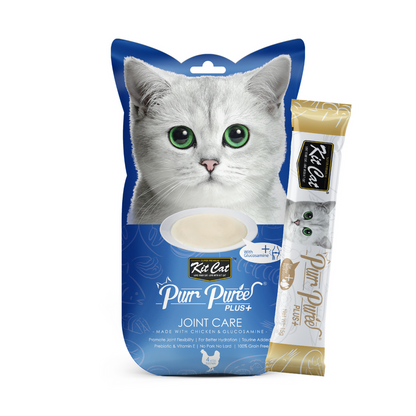Kit Cat PurrPuree Plus - Kip Joint Care 4x15 g Romige snack voor katten
