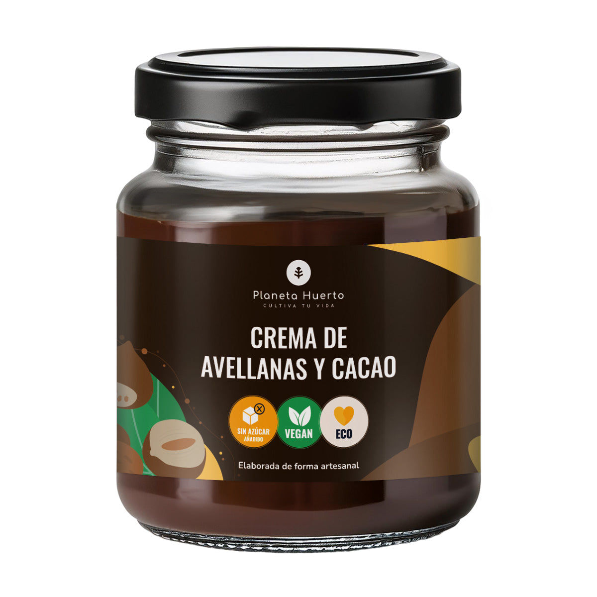 2-pack hasselnöts- och kakaokräm utan tillsatt socker ECO Planeta Huerto 230 g