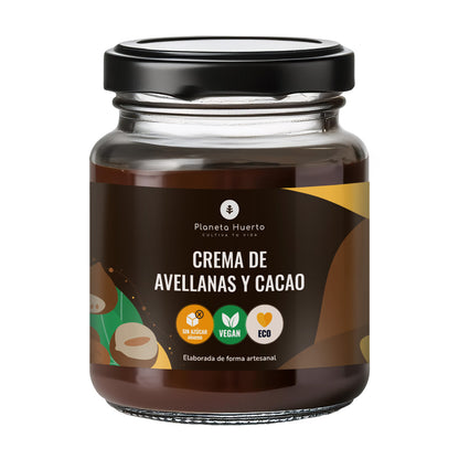 2-pack hasselnöts- och kakaokräm utan tillsatt socker ECO Planeta Huerto 230 g