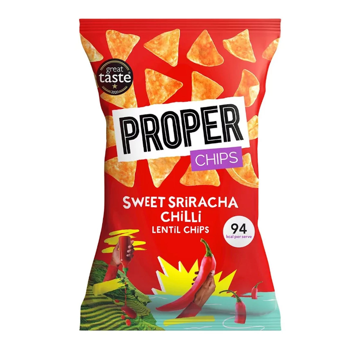 Nachos z soczewicy sweet sriracha chili Proper 85 g