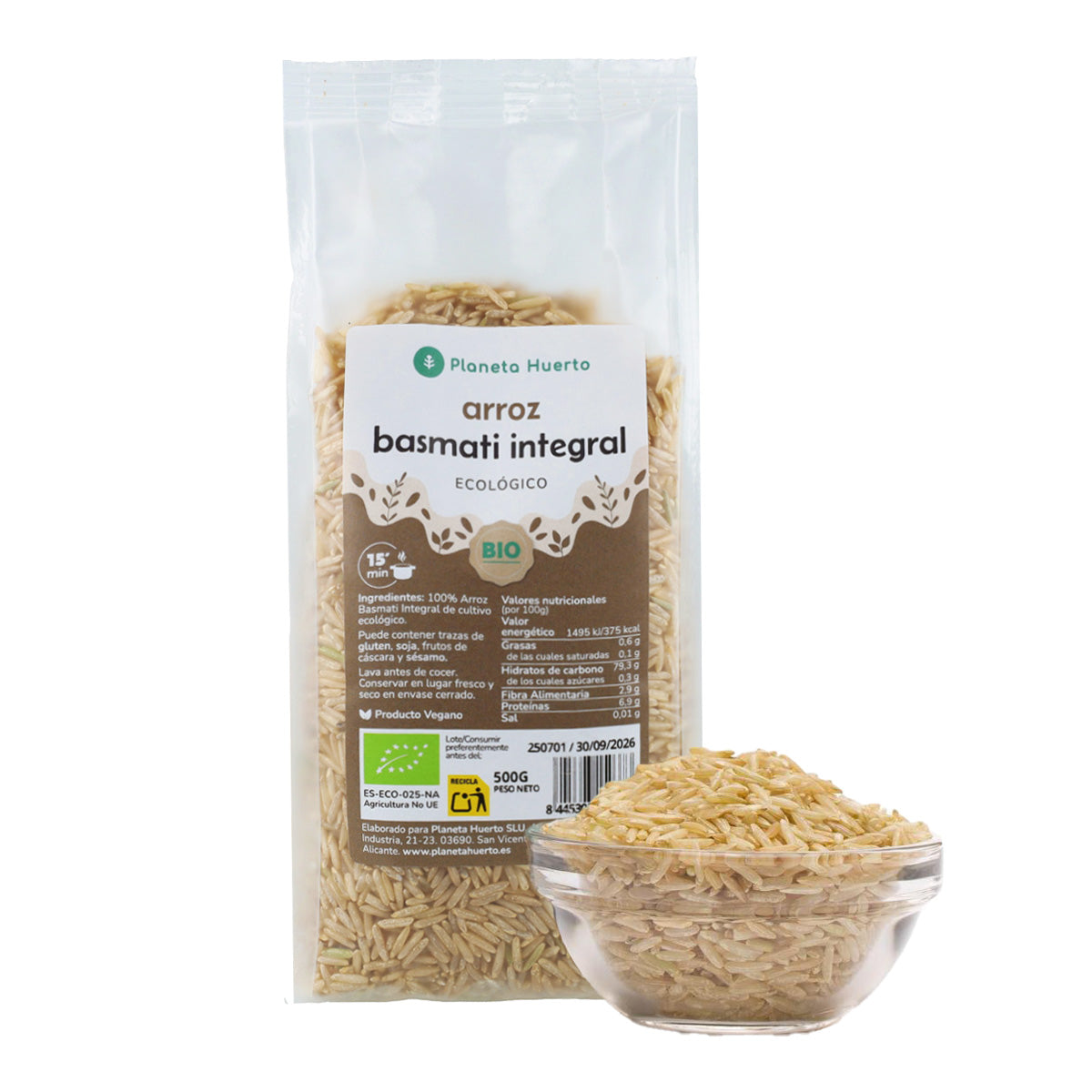 Ryż Basmati Pełnoziarnisty ECO Planeta Huerto 500 g