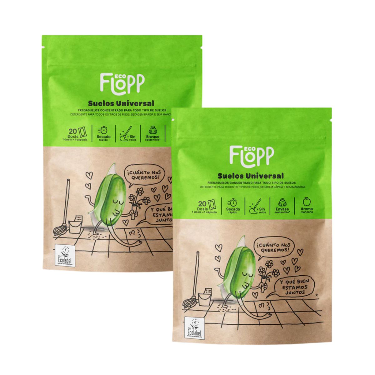 Confezione da 2 x Detergente universale per pavimenti ECO Flopp 20 capsule