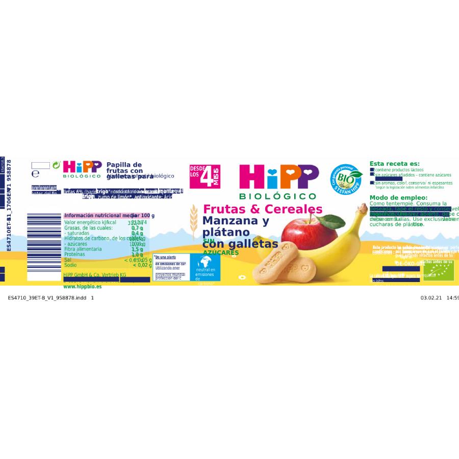 Zestaw 3 słoiczków ekologicznych jabłek i bananów z ciasteczkami +4 miesiące HiPP 190 g