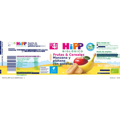 Zestaw 3 słoiczków ekologicznych jabłek i bananów z ciasteczkami +4 miesiące HiPP 190 g