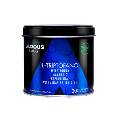 L-Tryptophan Premium 600 mg + Melatonin 1,78 mg + Magnesium + Spirulina + Vitamine, 200 Kapseln Aldous Labs