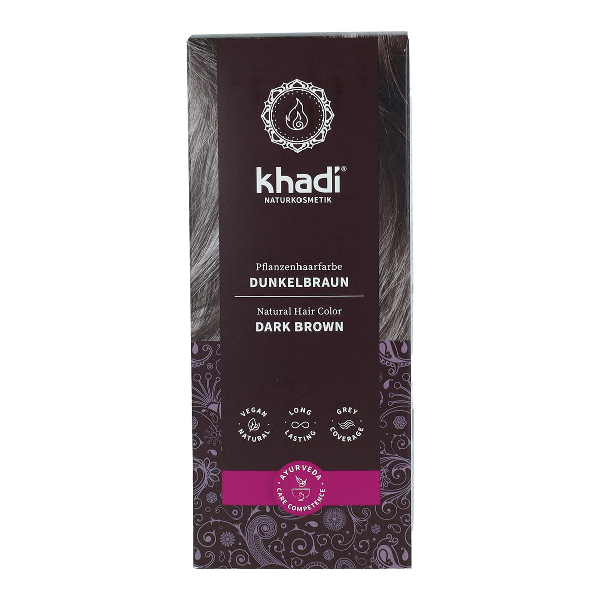 Naturalna farba do włosów w kolorze ciemny kasztan Khadi 100 g