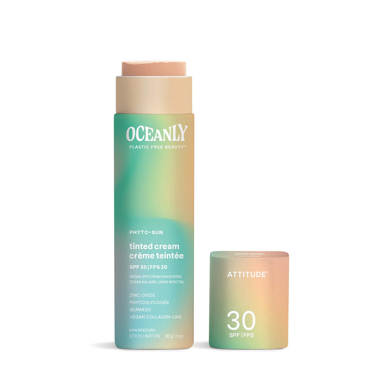 Oceanly - Gezichtscrème met zonbescherming PHYTO-SUN - Met kleur SPF 30, Attitude, 30 g
