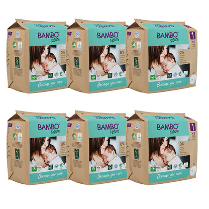 Opakowanie 6 x Bambo Nature pieluchy T1 (2-4 g) 22 szt.