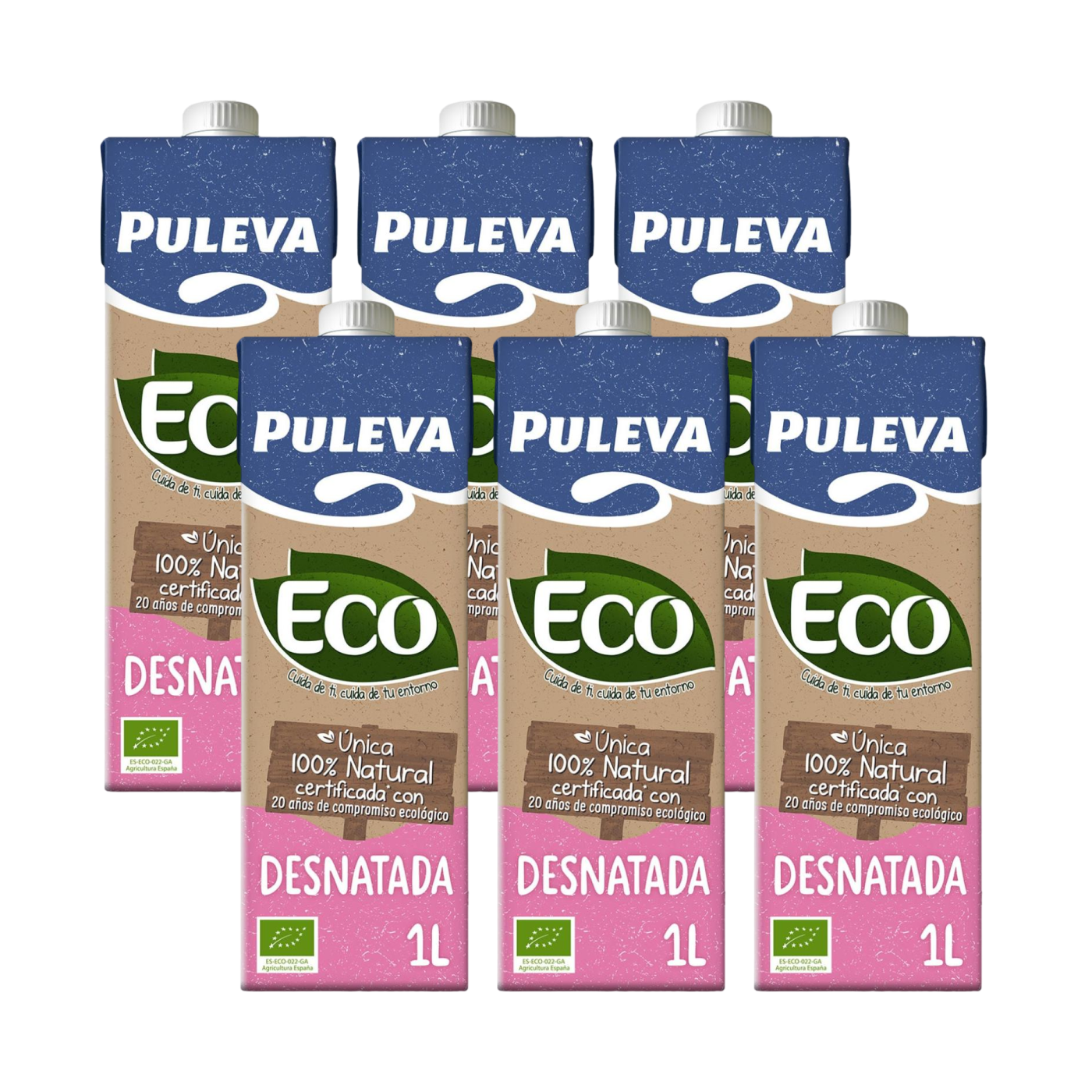 Lot de 6 briques de lait écrémé bio Puleva, 1 L