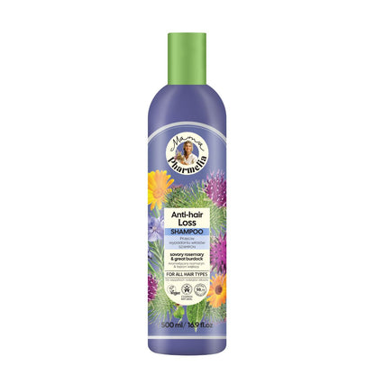 Shampooing anti-chute au romarin aromatique et à la bardane nourrissante, Mama Pharmelia, 500 ml