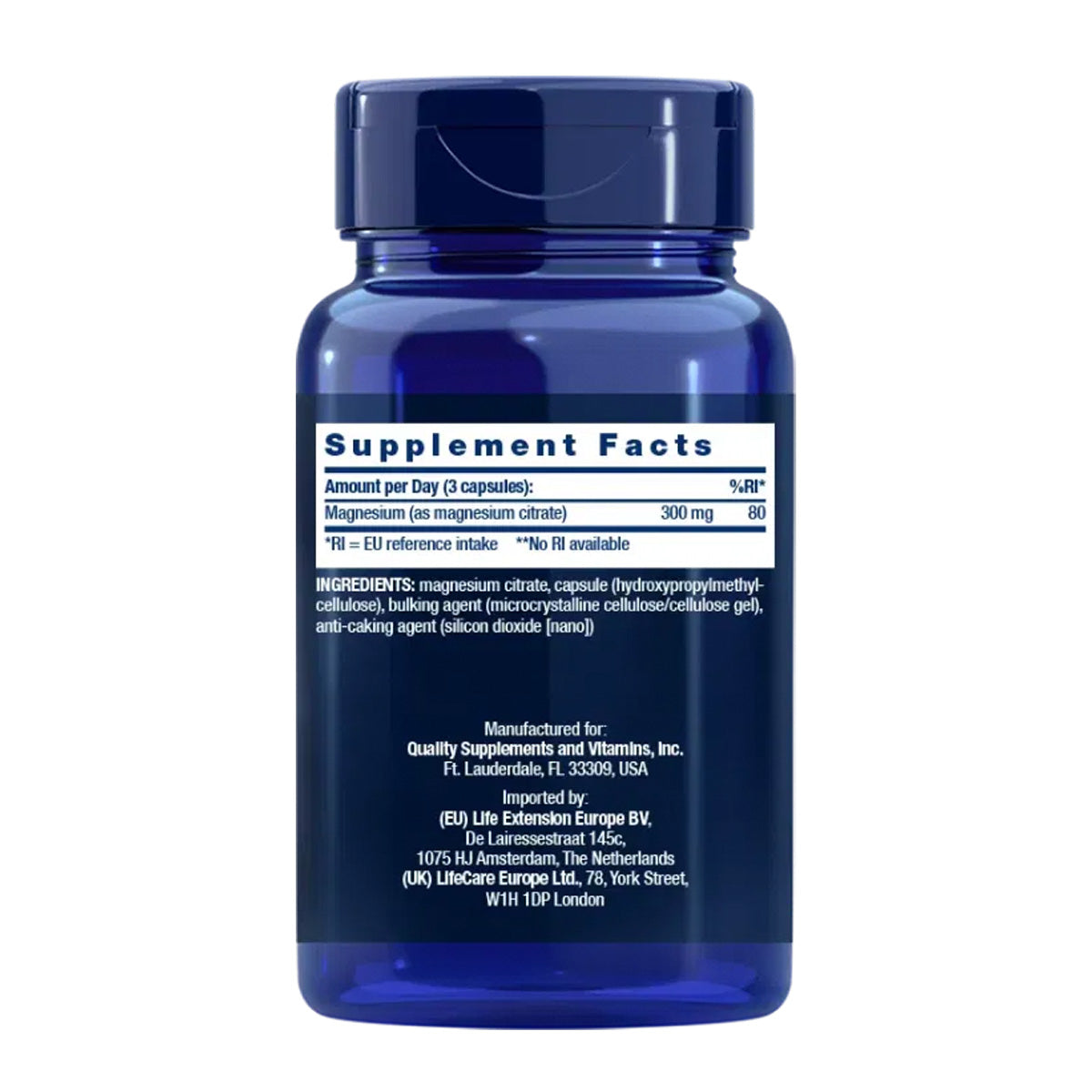 Magnésium (citrate) 100 mg, Life Extension 100 gélules