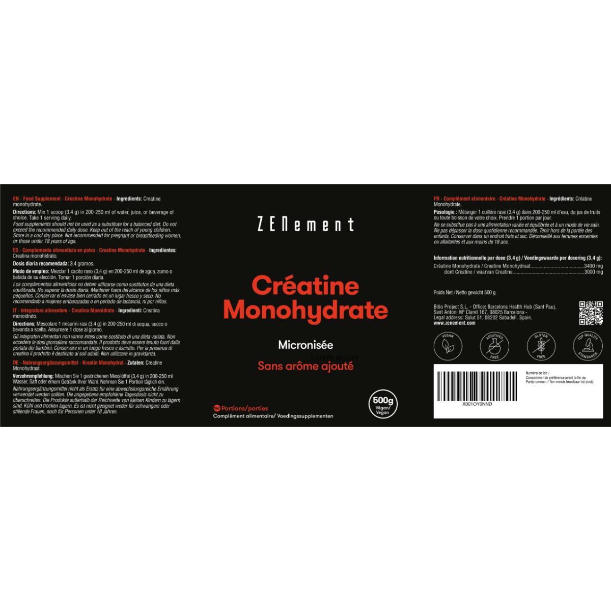 Monohydrat kreatyny Zenement, 500 g