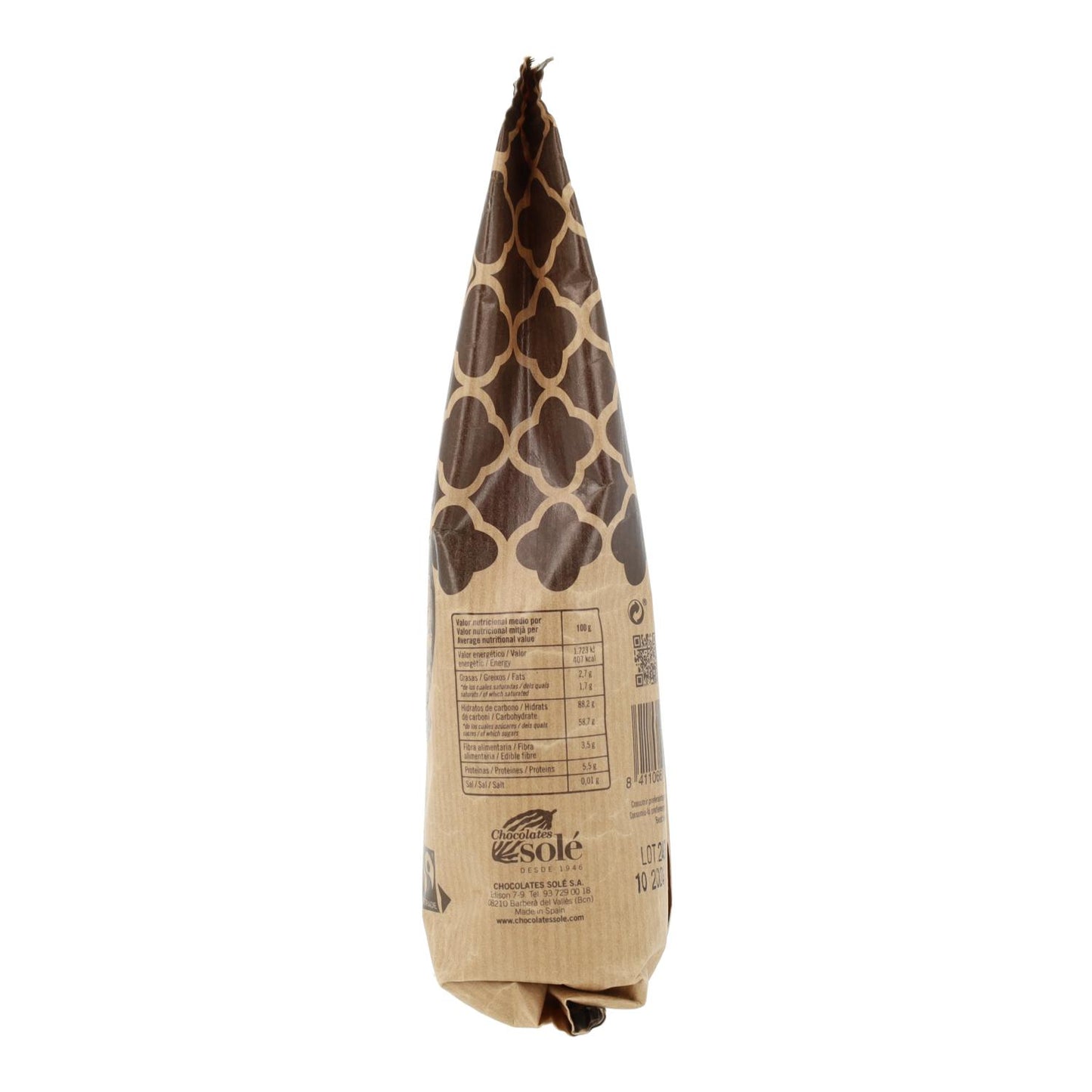 Glutenvrije biologische chocolademelkpoeder Chocolates Solé 200 g