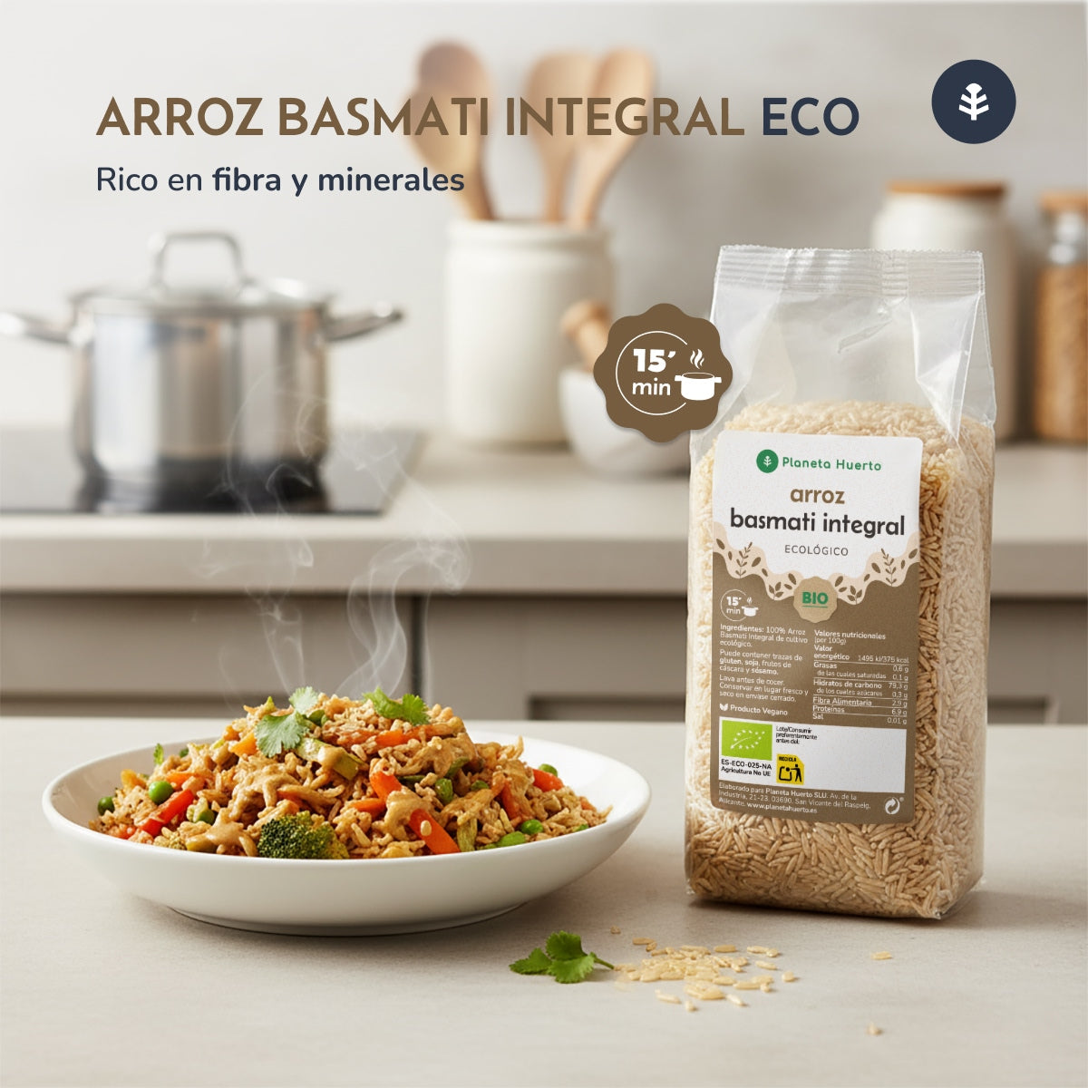 Opakowanie 2 x 500 g ECO Planet Garden Brown Basmati Rice ECO 500 g
