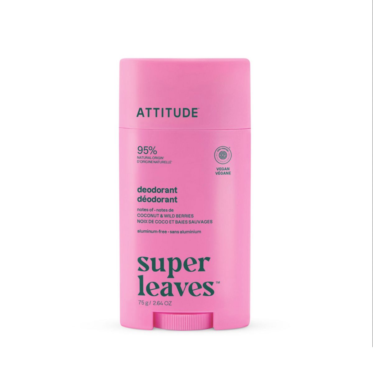 Déodorant Super leaves - Noix de coco et fruits des bois twist and glide, Attitude, 75 g