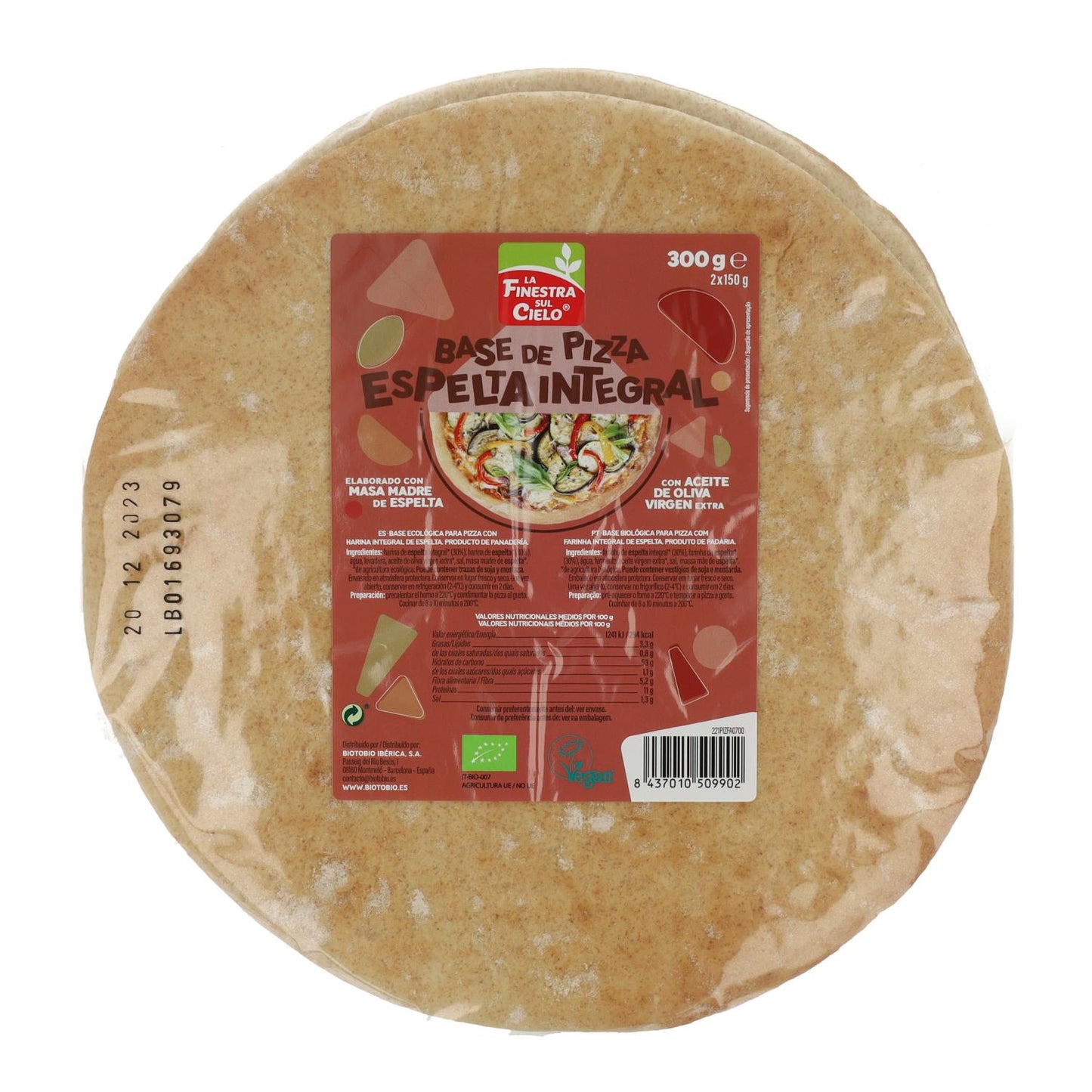 Podstawa do pizzy pełnoziarnista ze speltą (2 podstawy) La Finestra Sul Cielo 300 g