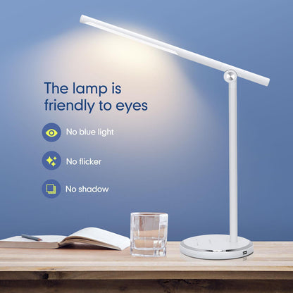 LED-lamparmatur 8W Vit 8W touch&stepless dimming med USB-laddare