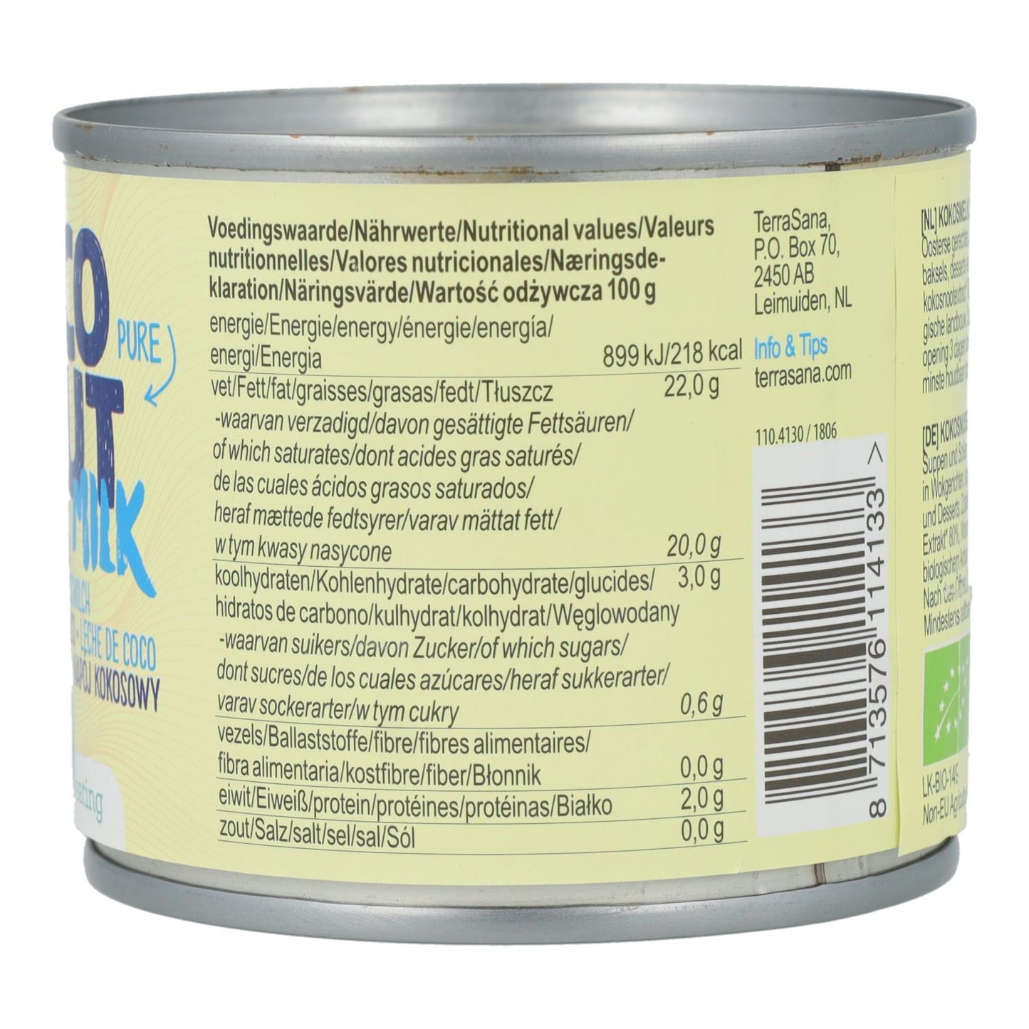 Kokosmjölk 80 % BIO Terrasana 200 ml
