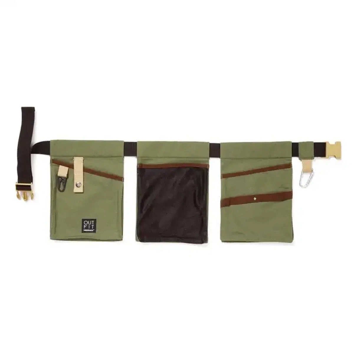 Verdemax olive green garden belt with 3 pockets, one size fits all