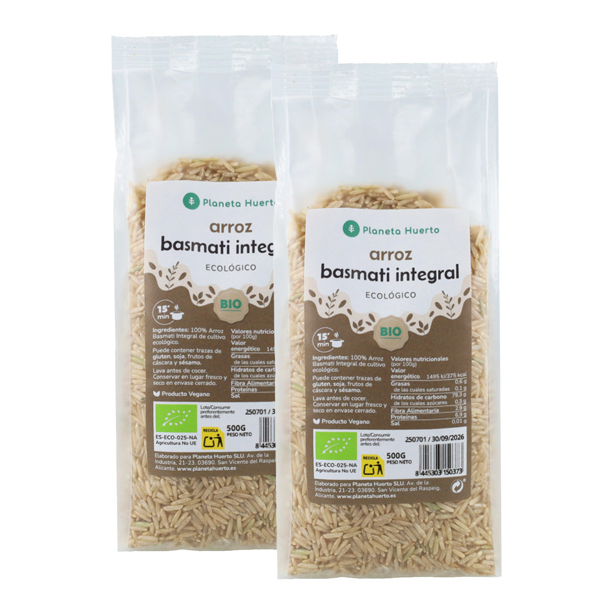 Opakowanie 2 x 500 g ECO Planet Garden Brown Basmati Rice ECO 500 g