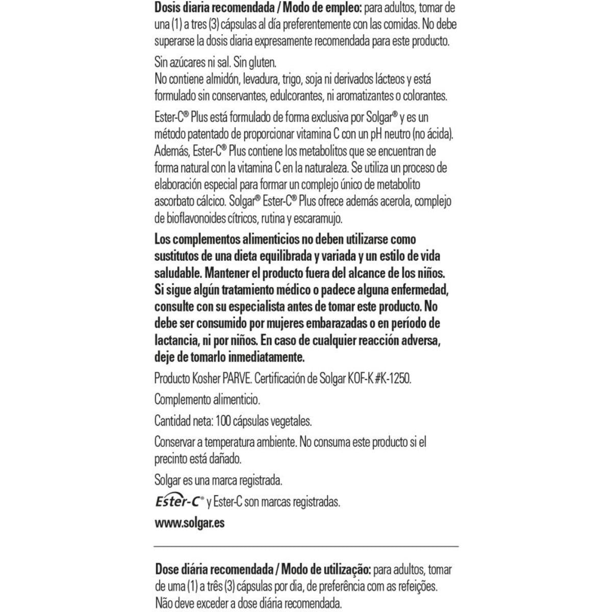 Ester C plus Witamina C  500 mg  Solgar 100 kapsułek roślinnych