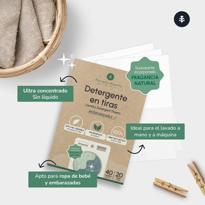 5er-Pack Eco-Waschmittel- und Weichspülerstreifen Planeta Huerto für 200 Waschgänge