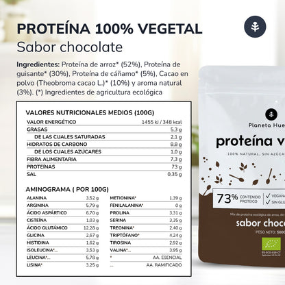 Protéines végétales ECO 73% chocolat Planeta Huerto 500 g
