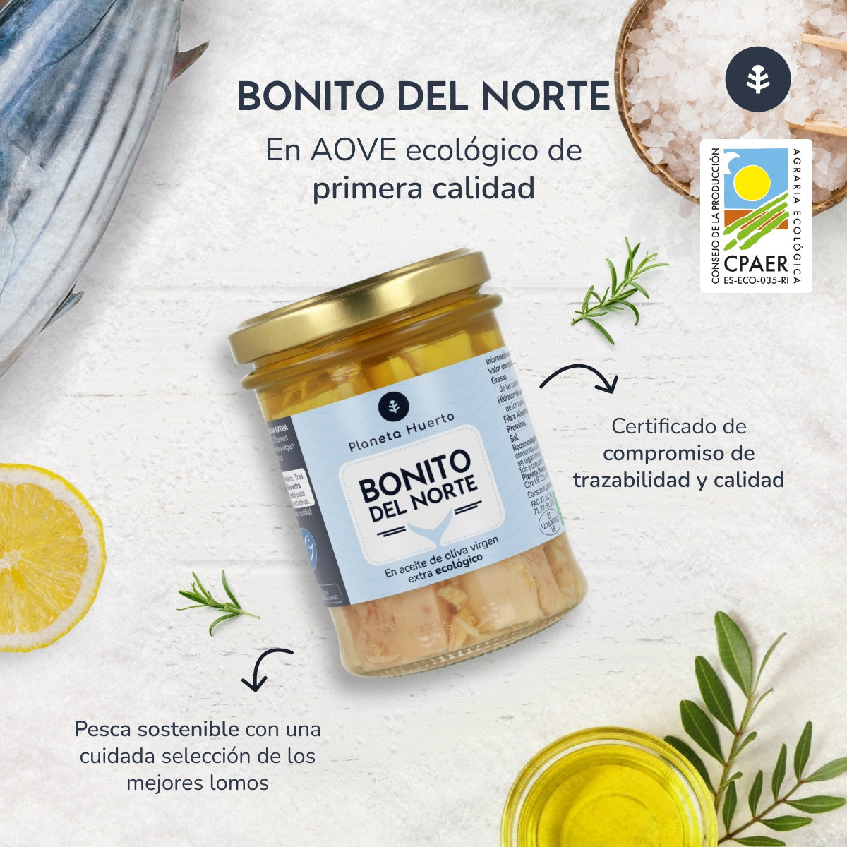 Tonno bianco in olio d'oliva ECO Planeta Huerto 200 g